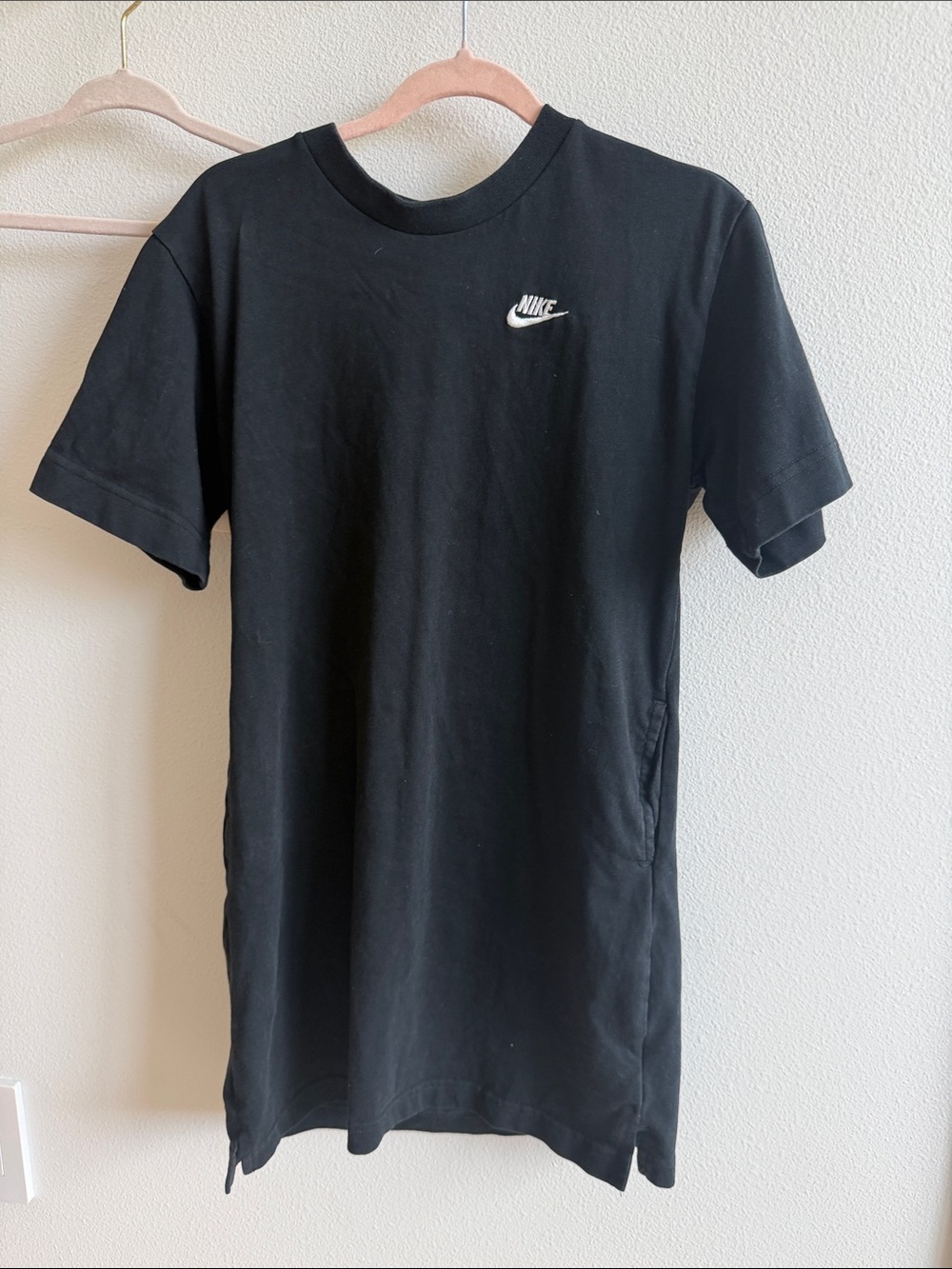 Nike Black Short Sleeve Kids Tee with White Swoosh